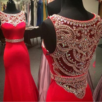 Custom Made Mermaid Red Prom Dress ..