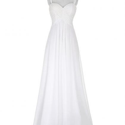 White Prom Dress 2016 Sweetheart Long Chiffon Evening Dress Ruched ...