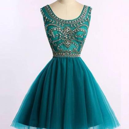 Sleeveless Prom Dress,Dark Green Prom Dress,Elegant Short Prom Gown ...