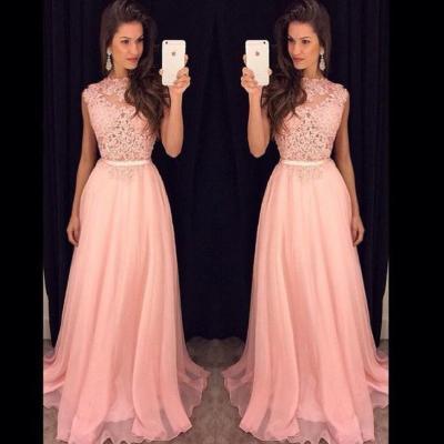 Blush Pink Prom Dresses,A-Line Prom Dress,Lace Prom Dress,Simple Prom Dress,Chiffon Prom Dress,Simple Evening Gowns,Pretty Party Dress
