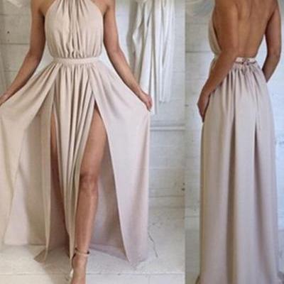Backless Prom Dresses,Chiffon Prom Dress,Sexy Prom Dress,Long Prom Gown,Party Dress,Open Back Prom Dress