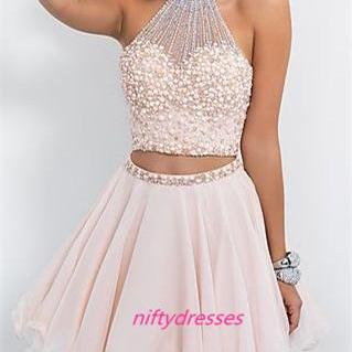New Arrival Two Pieces Homcoming Dresses,Chiffon Homcoming Dresses For Teens,Short Prom Dresses, Mini Prom Dresses 