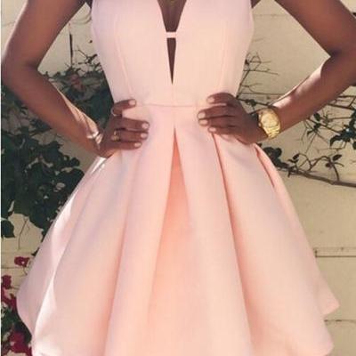 New Arrival Pink Homecoming Dress,Satin Short Prom Dress
