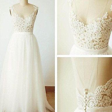 Lace A Line Prom Dresses White Tulle Evening Party Dress 