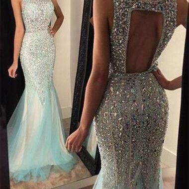 New Arrival Luxury Crystal and Beading Prom Dress,Mermaid Long Prom Dress,Evening Dress,Mermaid Evening Gown