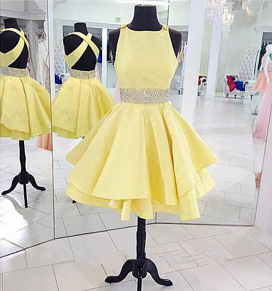 pretty yellow prom dresses