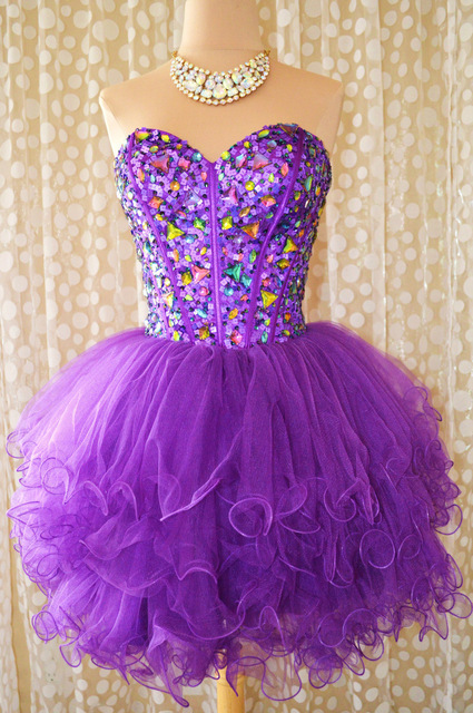 purple rhinestone dress