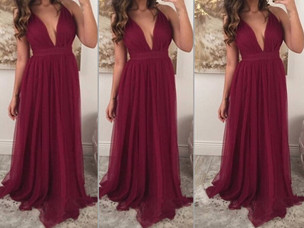 burgundy dress for women