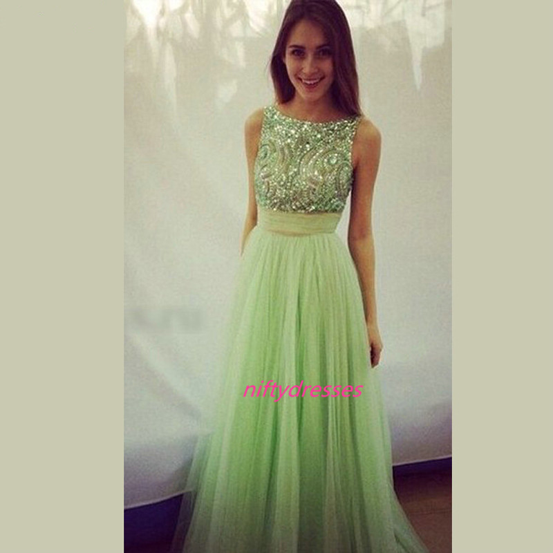 apple green formal dress