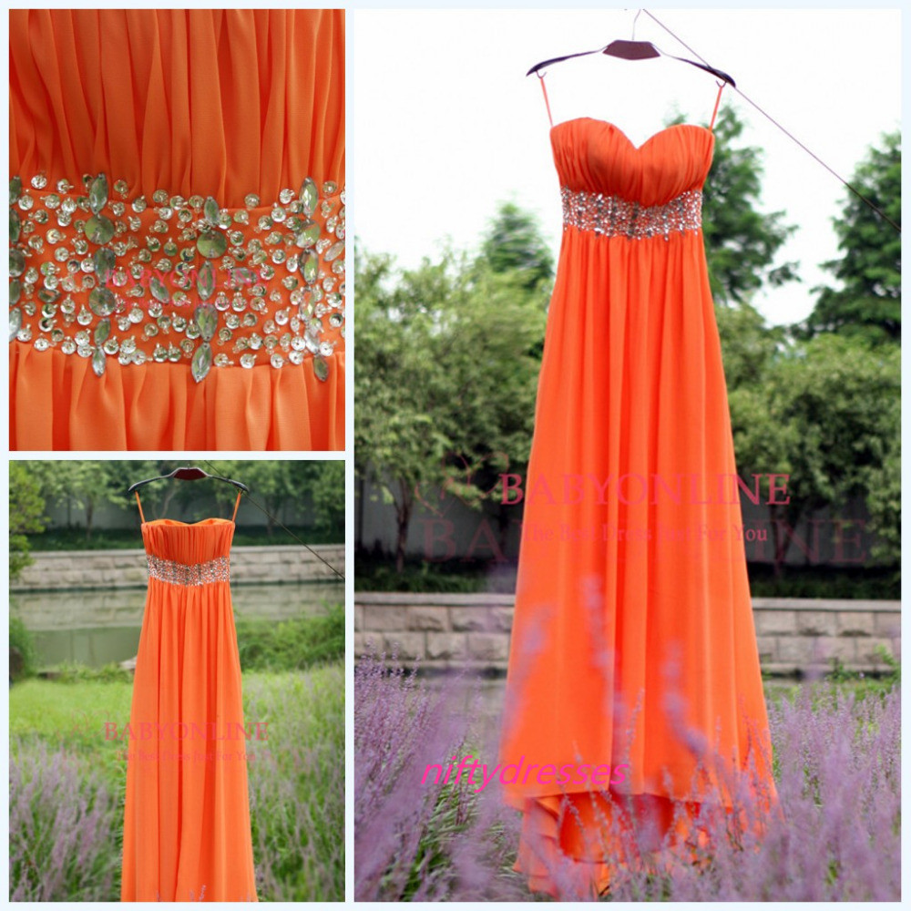 A-Line Satin Sweetheart Floor Length Lace-Up Prom Dress Orange
