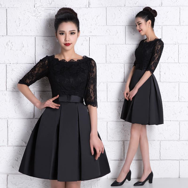 Black Formal Dresses Short With Sleeves ...
