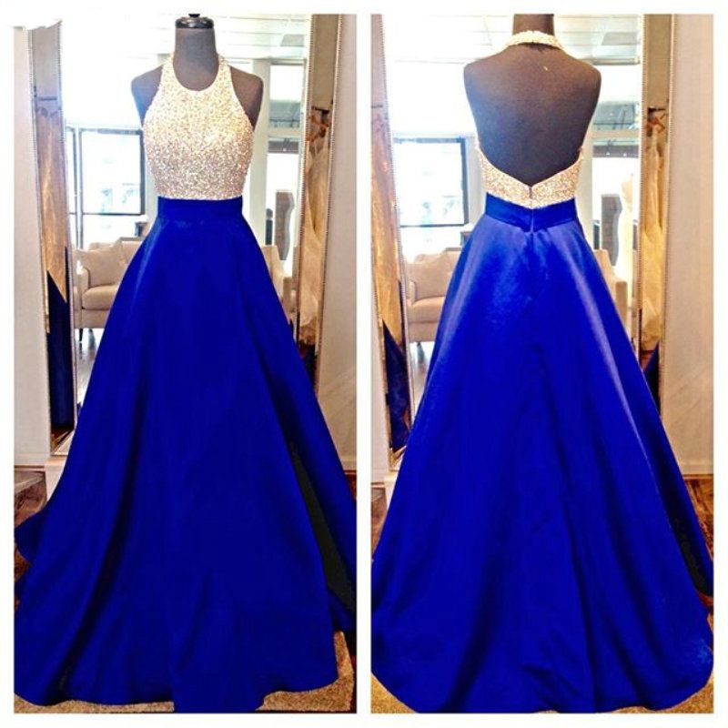 blue long dress prom