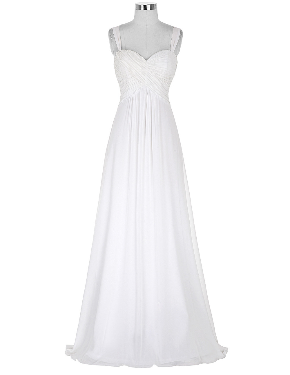 White Prom Dress 2016 Sweetheart Long Chiffon Evening Dress Ruched ...