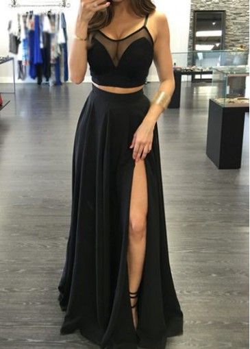 black chiffon prom dress