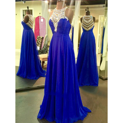 Charming Prom Dress,Royal Blue Chiffon Prom Dress,Long Evening Dress ...
