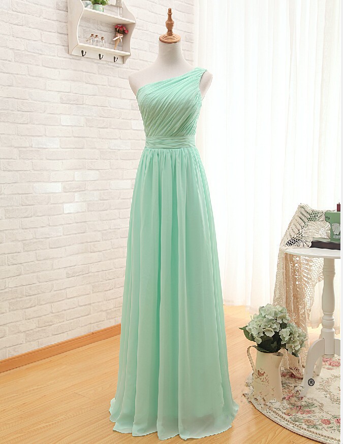 Mint Green Prom Dress One Strap