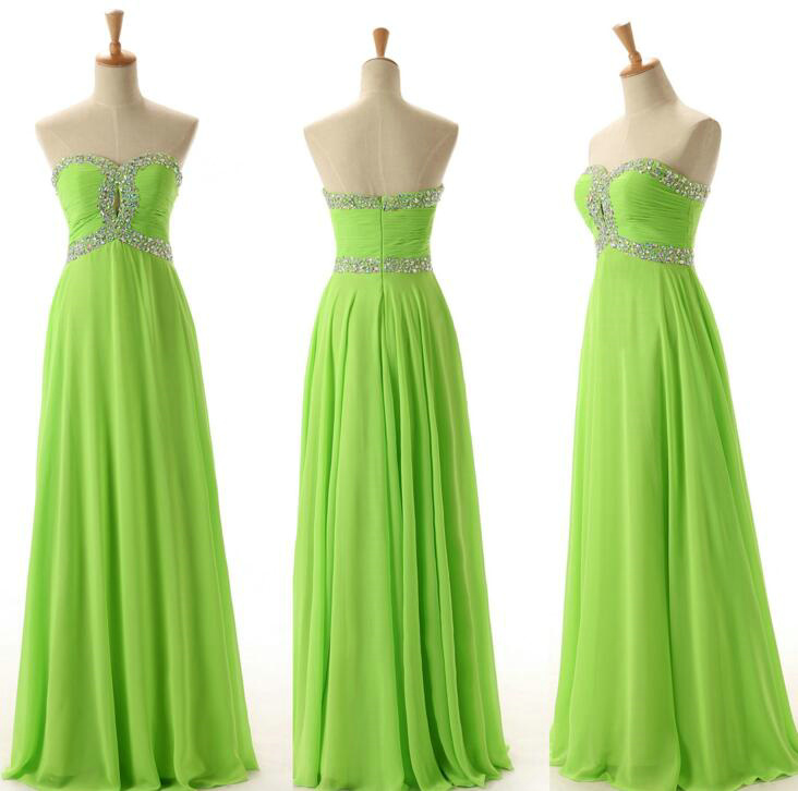 Custom Made Elegant Crystal Beaded Prom Dress Floor Length Zipper Back