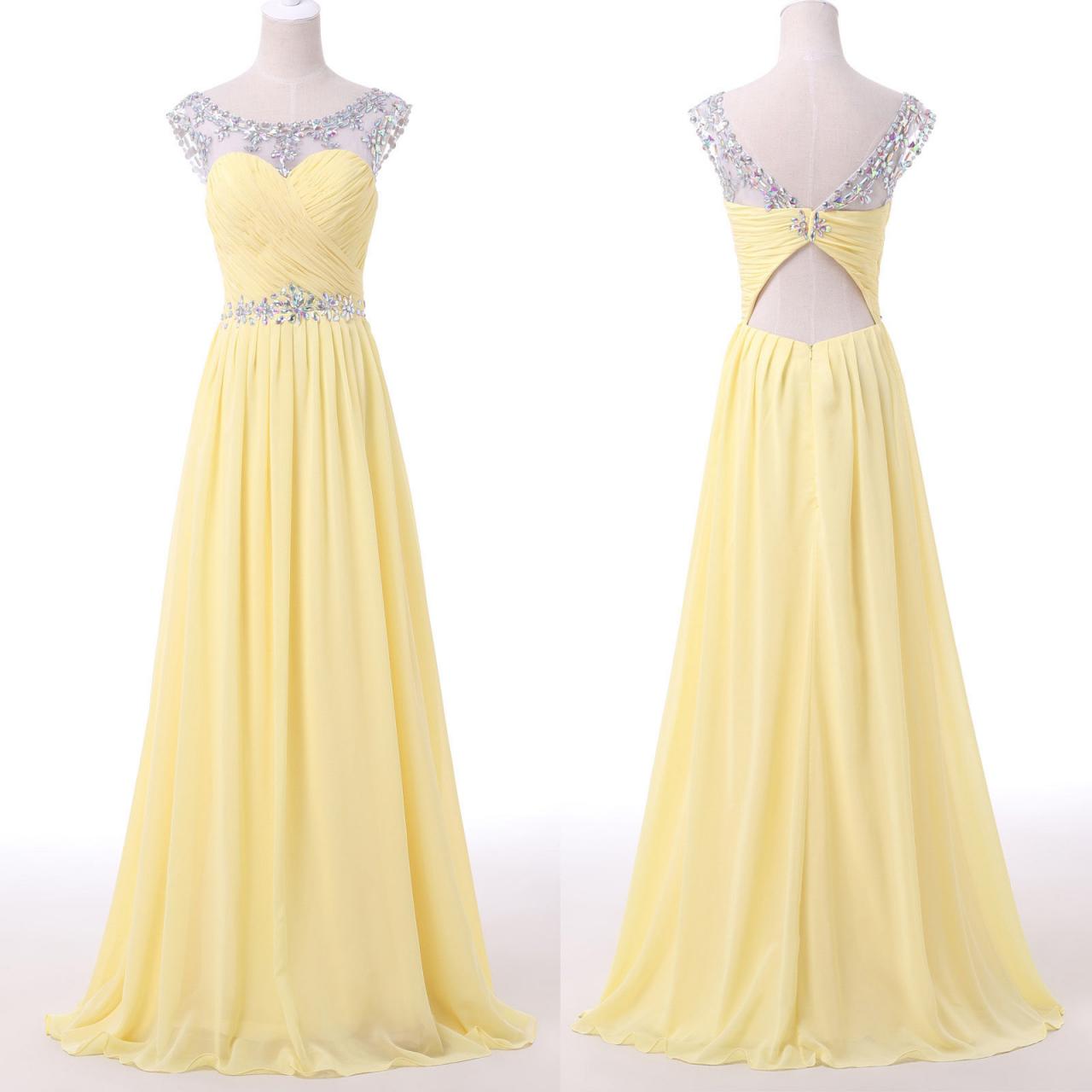 yellow chiffon gown