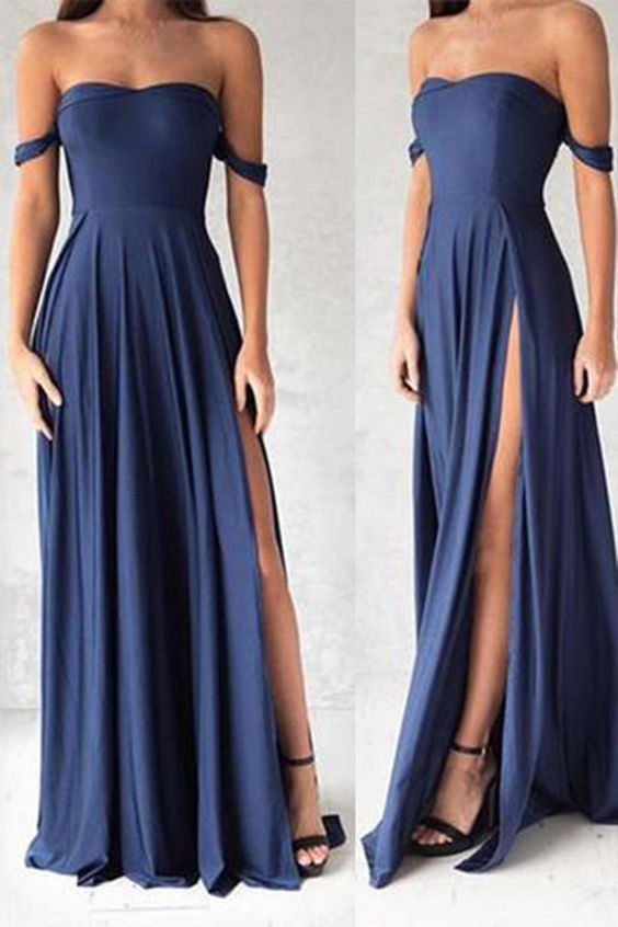 New Arrival Prom Dress,Navy Blue Prom Dresses,A Line Prom Dress, Simple