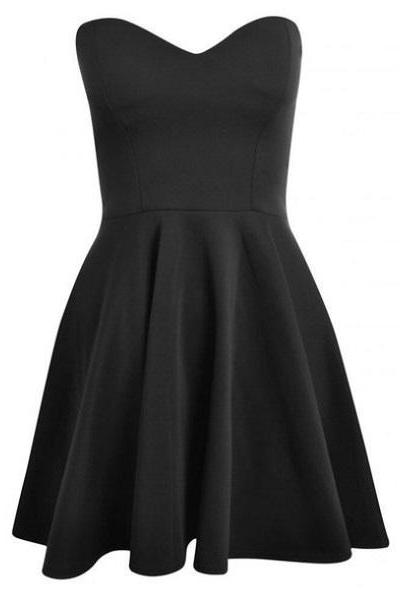 Custom Made Black Sweetheart Neckline Knee Length Homecoming Dress, Graduation Dress 
