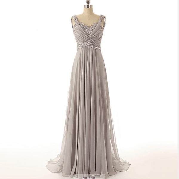 Long Gray Prom Dresses Sexy Sweetheart Floor Length Chiffon Prom Dress
