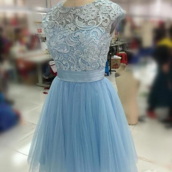 Tulle Homecoming Dress,light Blue Lace Up Prom Dress,short Prom Gown on ...