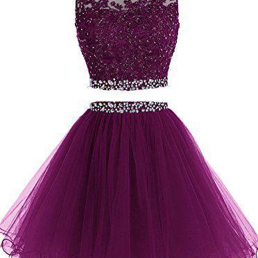 Two Piece Homecoming Dress,Tulle Homecoming Dresses,Short Prom Dress on ...