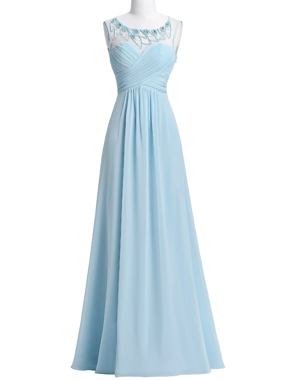 New Arrival Chiffon Bridesmaid Dresses,Light Blue Long Wedding Party