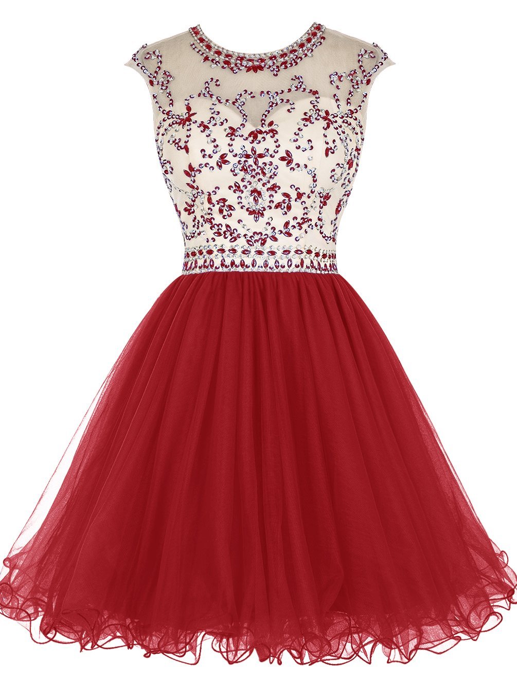 Red Tulle Homecoming Dress,beading Homecoming Dresses,short Prom Dress ...
