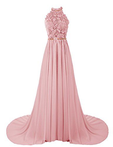 Long Prom Dress,chiffon Prom Dresses With Lace,pink Evening Dresses on ...