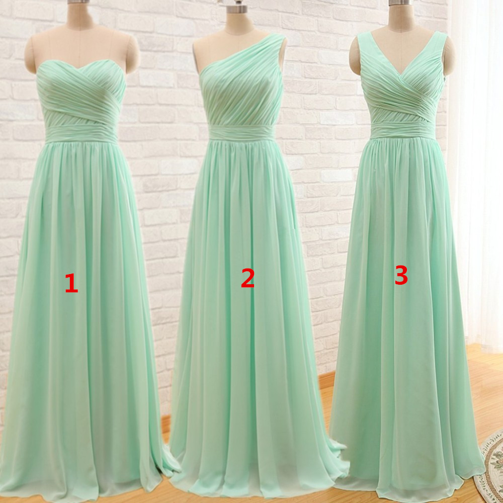 A-Line Chiffon Dress with Illusion Neckline Mint Green main image 1